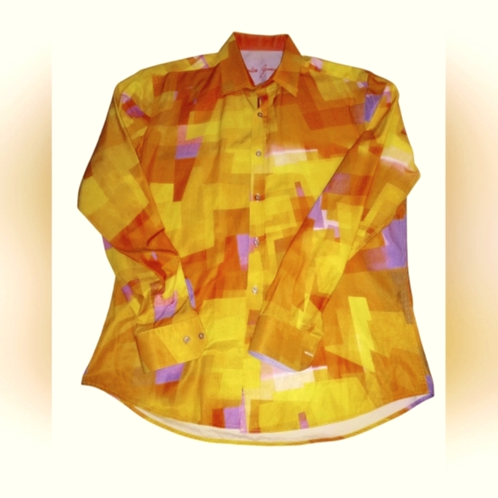 Dolce Guava Milano Italian Made Button Down Long Sleeve Abstract Shirt. SIZE L